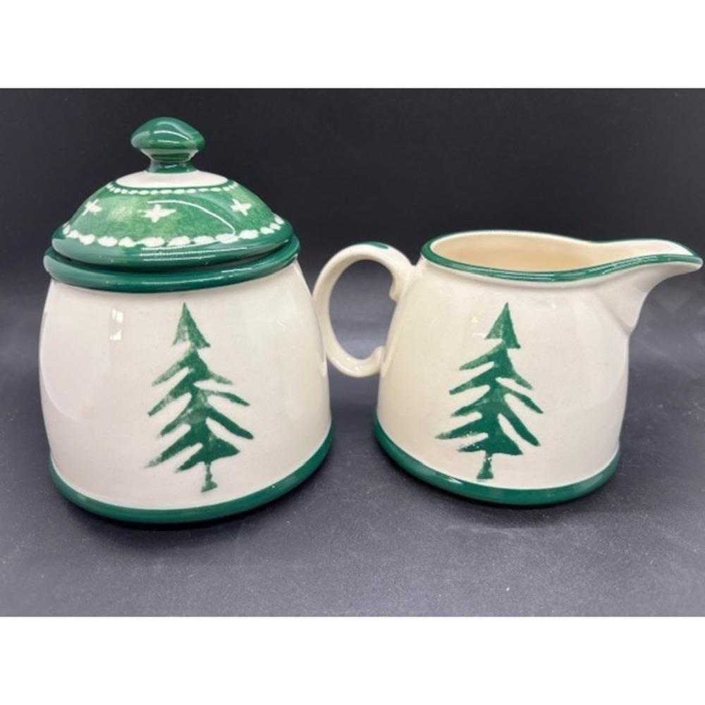 Vintage Dansk Nordic Knits Christmas Cream & Sugar Bowl Set Ceramic‎
